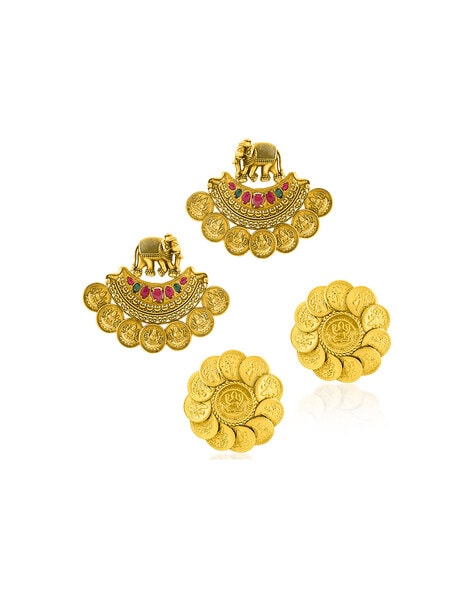 Coin Design Ear stud Traditional Indian Earrings Micro Gold plated