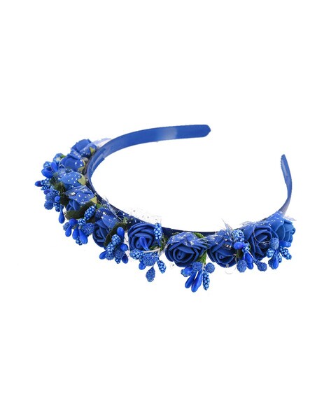 Sequinned Bow Hair Band  Dark Blue  Knotty Ribbons