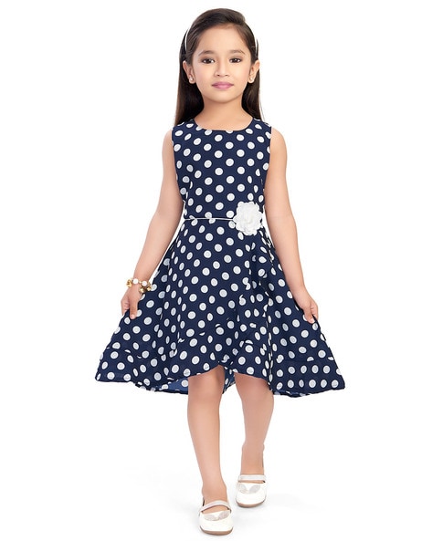 Girls navy polka top dot dress