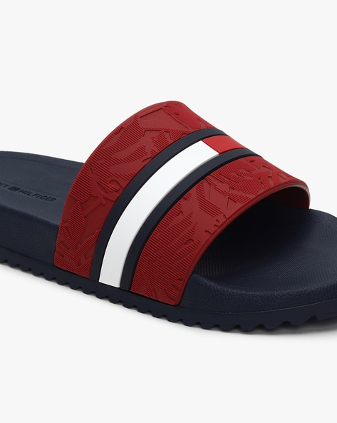 Red tommy hilfiger discount slides