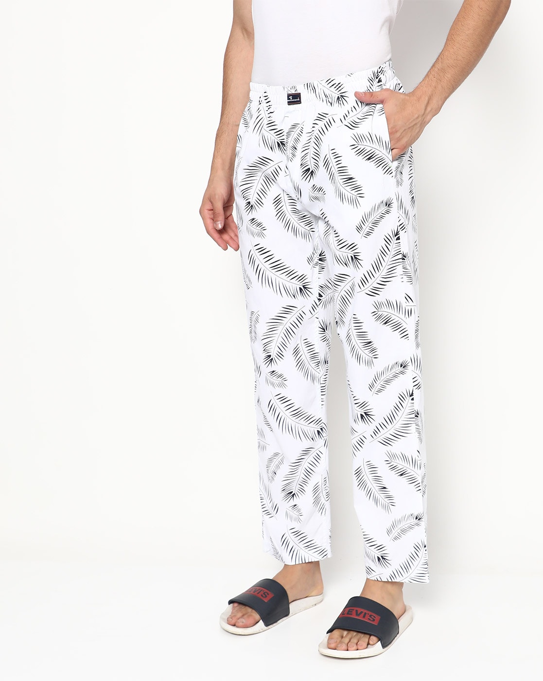 uNidraa  Indigo Ivory Striped Hand Block Printed Cotton Lounge Pants For  Men
