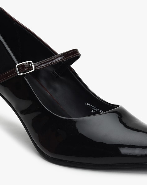 ASOS DESIGN Wide Fit Penny platform mary jane heeled shoes in black | ASOS