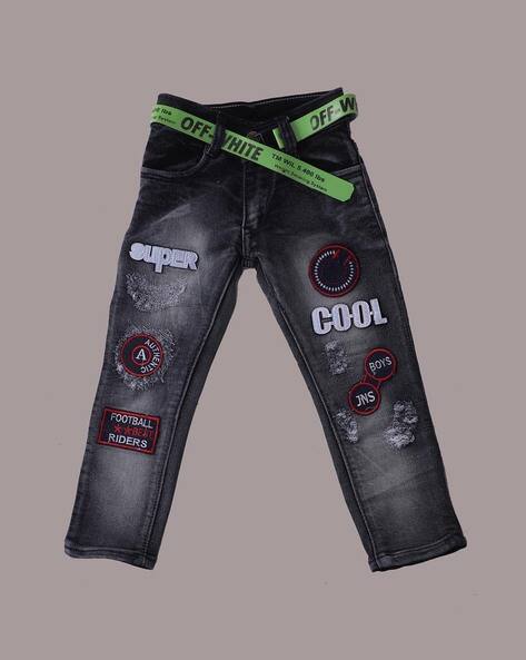 Typographic Print Straight Jeans