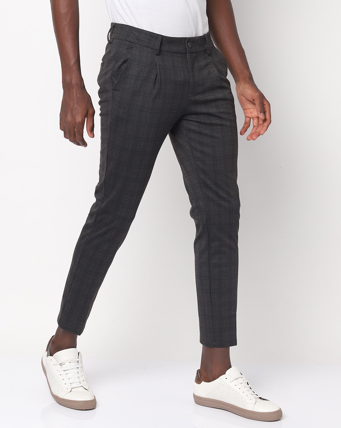 Skinny Fit Machine Washable Navy Cropped Trousers with Stretch - Exclusive  MR