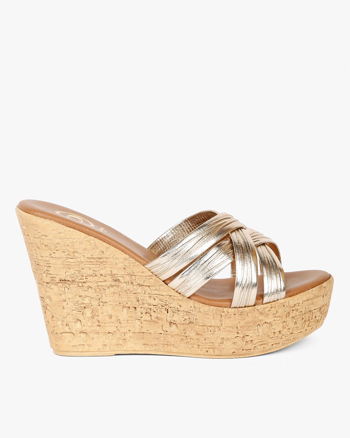 Saint Flurina Chain Embellished Beige Woven Leather Wedge Sandals – SaintG  India