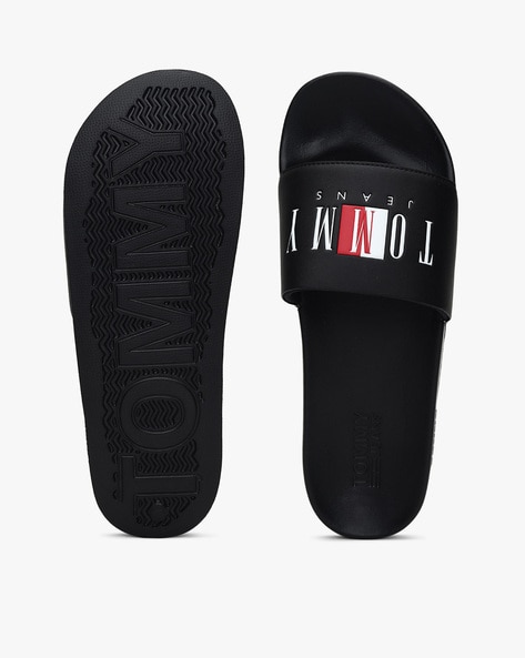 Black tommy hilfiger online slides