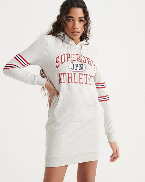 Hooded Varsity Sweatshirt Dress