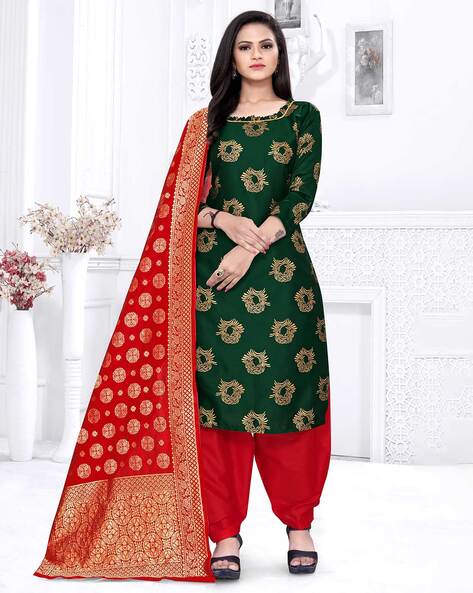 Green Tota Banarasi Dress – Shopzters