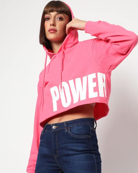 Hoodie Pink Cropped Shirt Plain Light Pink Crop HOODIE FOR WOMEN