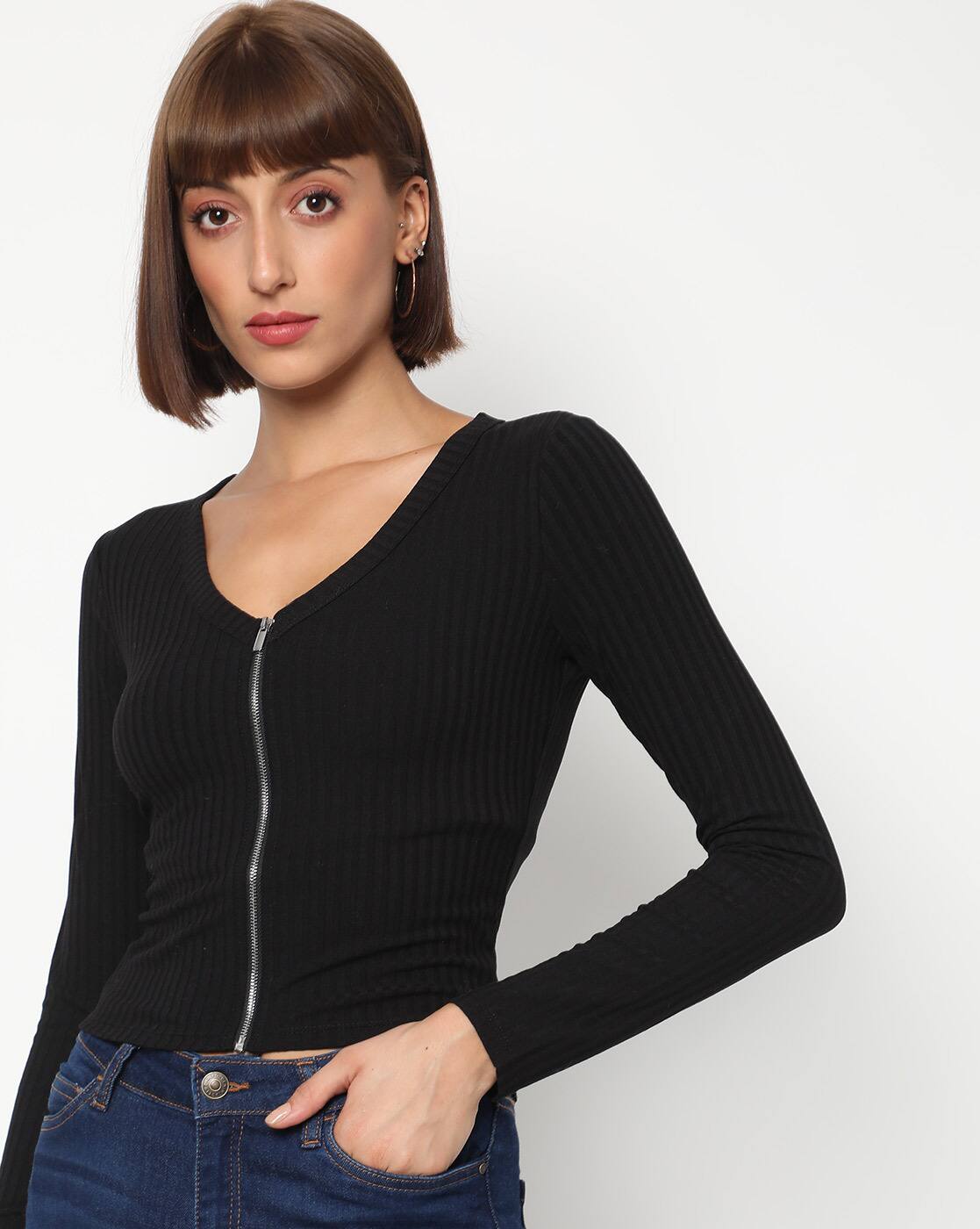 ribbed zip up top