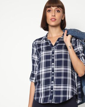 Buy Navy Blue White Shirts for Women by DNMX Online Ajio