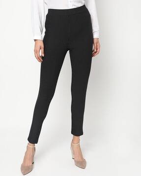 Buy Jet Black Leggings for Women by RIO 