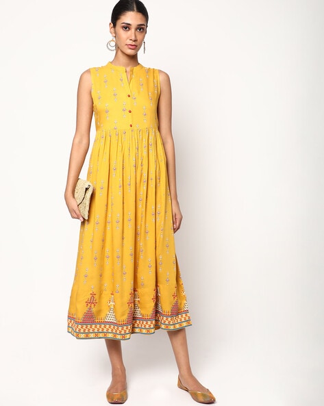 yellow dress ajio