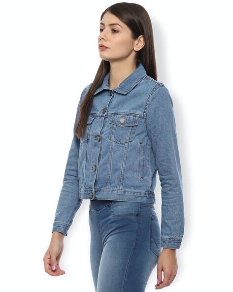 Embellished cotton denim biker jacket - Area - Women | Luisaviaroma