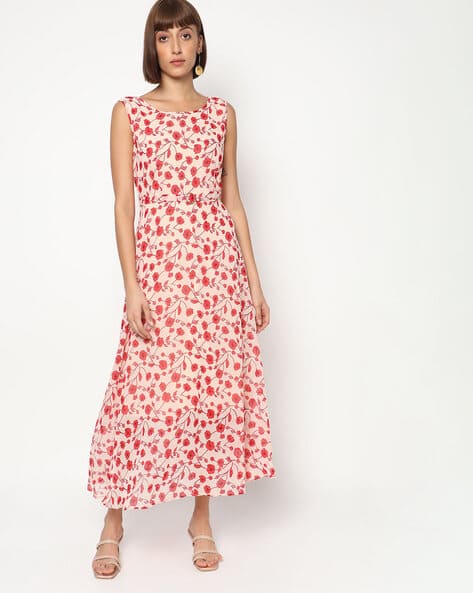Cream \u0026 Red Dresses for Women by Fig 