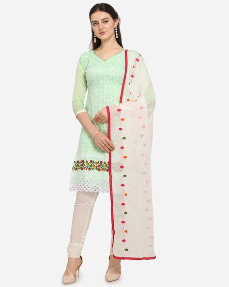 Embroidered Unstitched 3-Piece Dress Material Price in India