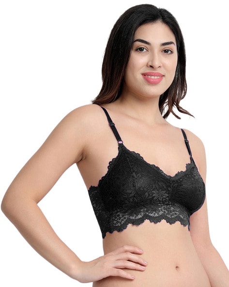 Buy Black Recycled Lace Full Cup Bra 36F, Bras