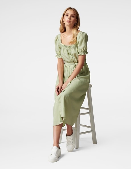 ajio green dress