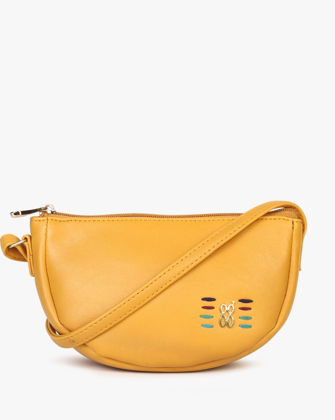 baggit mustard yellow solid sling bag