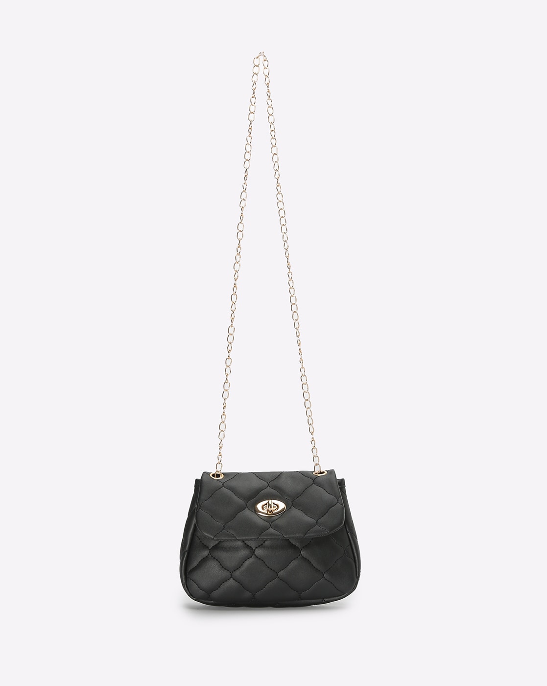 Outryt Women Quilted Sling Bag with Chain Strap For Women (Black, FS)