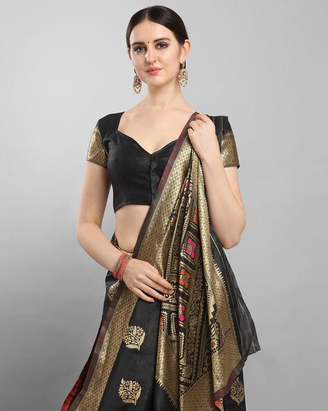 Buy Black Sarees for Women by Ethnic Junction Online