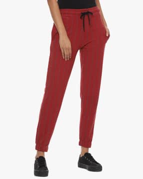 campus sutra Women Striped Cuffed Joggers with Insert Pockets-picture-35