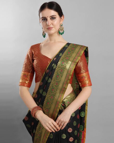 Buy Black Sarees for Women by Ethnic Junction Online