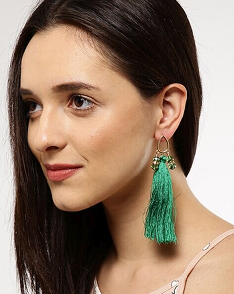 Amazon.com: India Meets India Christmas Big Round Tribal Tassel Jhumka  Earrings Fancy Party Wear Trendy Jewellery : ביגוד, נעליים ותכשיטים