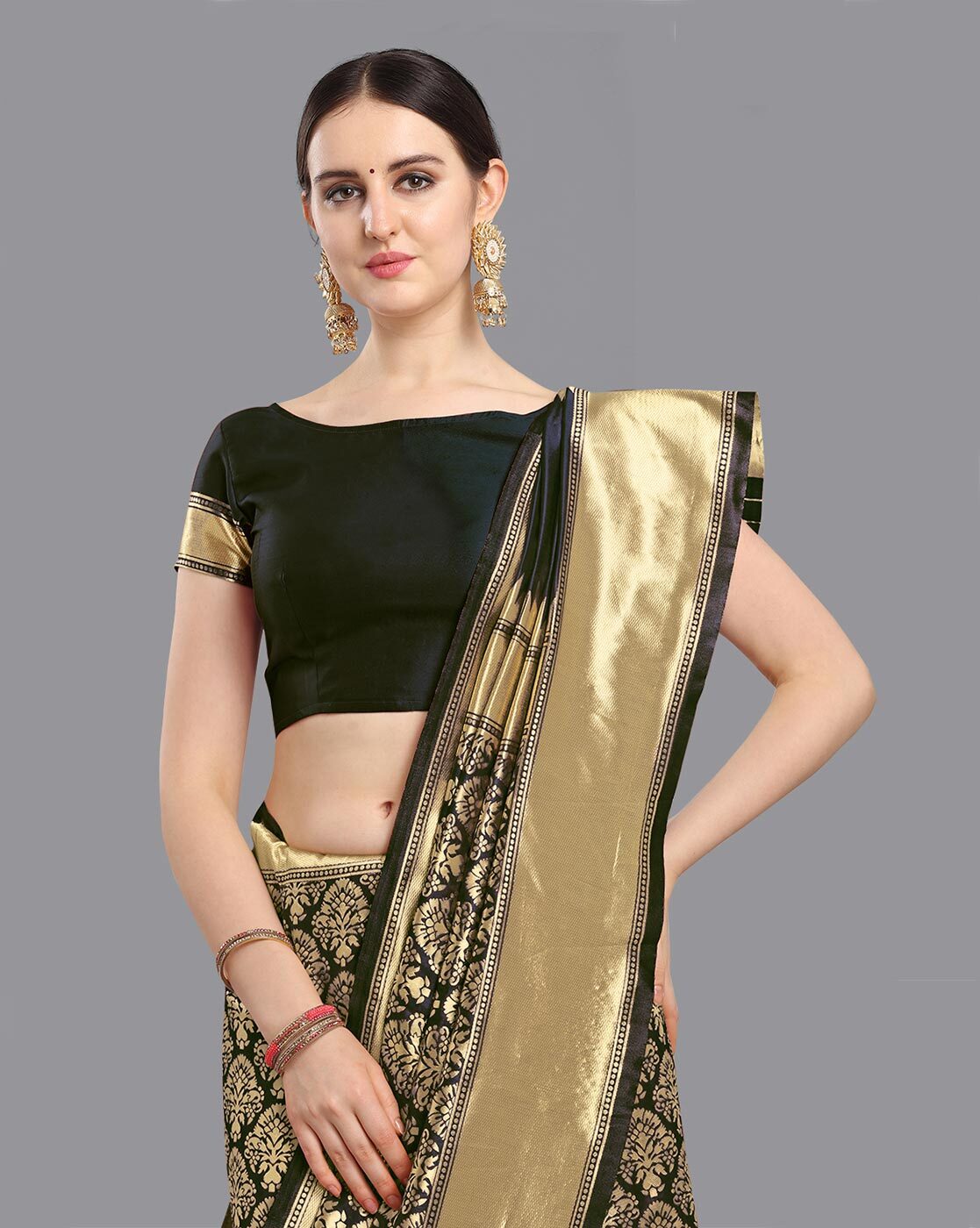 Buy Black Sarees for Women by Ethnic Junction Online