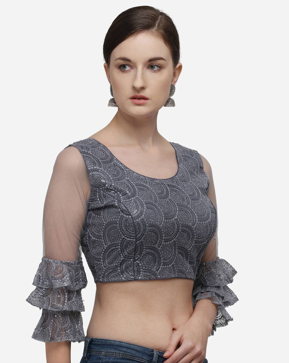 Grey Blouses for Women by AMRUTAM FAB 