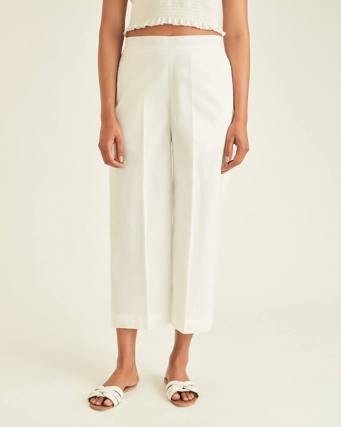 Buy White Trousers \u0026 Pants for Women by 
