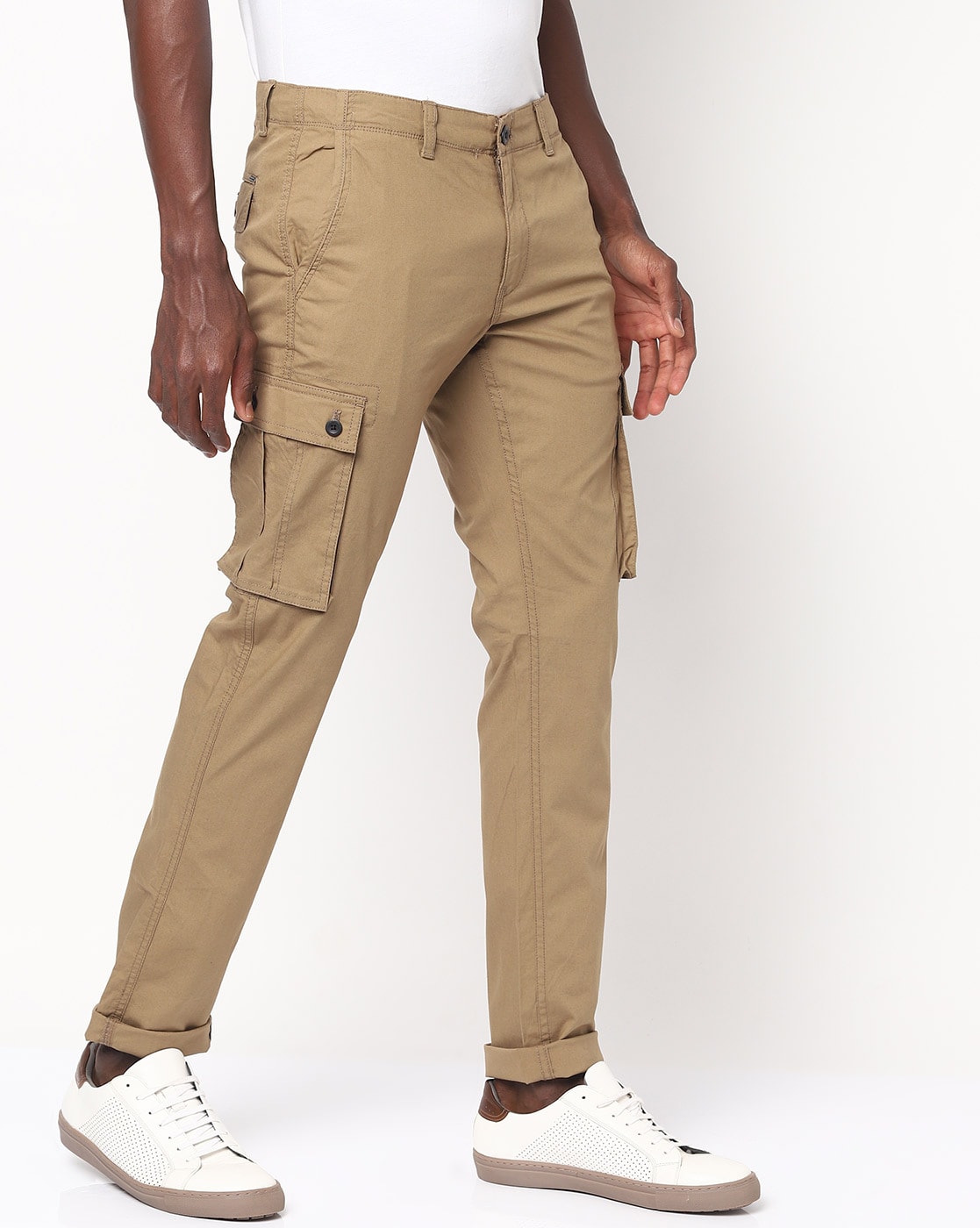 Buy INDIAN TERRAIN Natural Solid Cotton Stretch Slim Fit Mens Trousers   Shoppers Stop