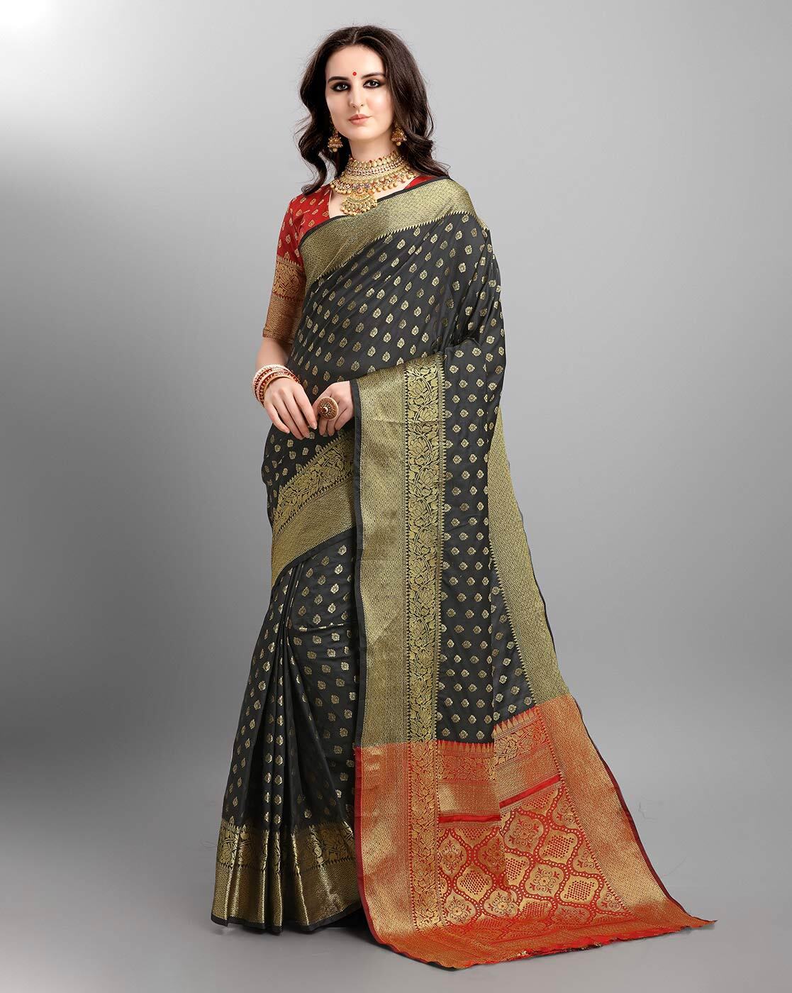 Buy Black Sarees for Women by Ethnic Junction Online