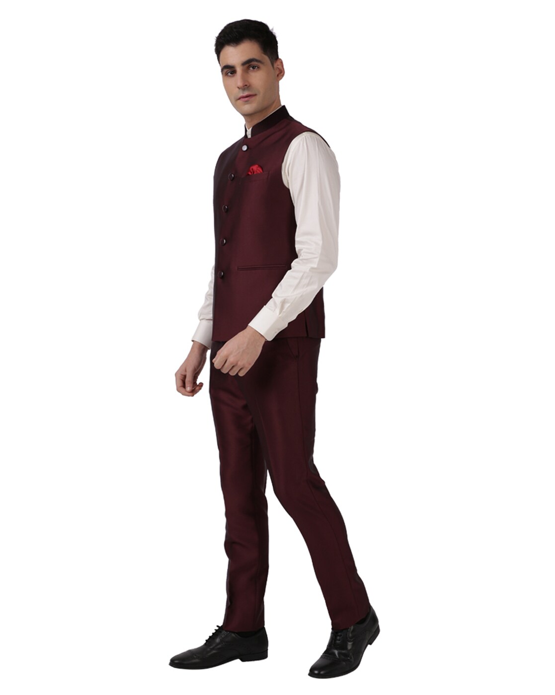 Buy RAYMOND Grey Mens Mao Collar Self Printed Nehru Jacket | Shoppers Stop