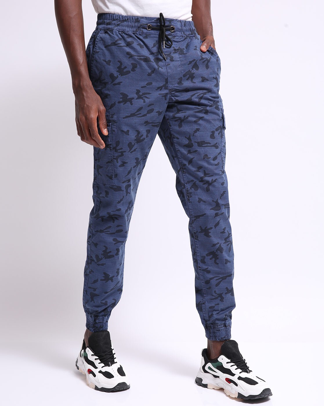 Blue Camo Pocket Detail Cargo Trousers  Camo pants outfit Camo outfits  Cargo pants outfit