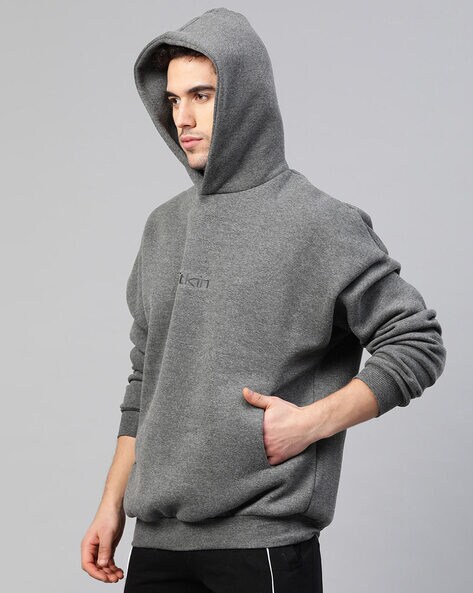 Fitkin Solid Men Hooded Neck Grey T-Shirt - Buy Fitkin Solid Men Hooded  Neck Grey T-Shirt Online at Best Prices in India