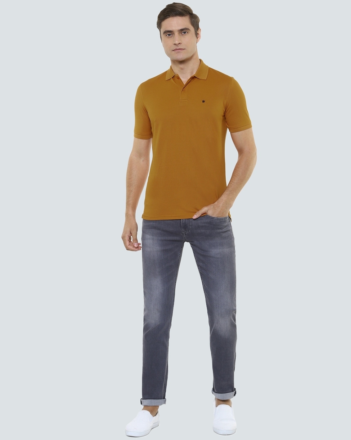LOUIS PHILIPPE Printed Men Polo Neck Yellow T-Shirt - Buy LOUIS PHILIPPE  Printed Men Polo Neck Yellow T-Shirt Online at Best Prices in India