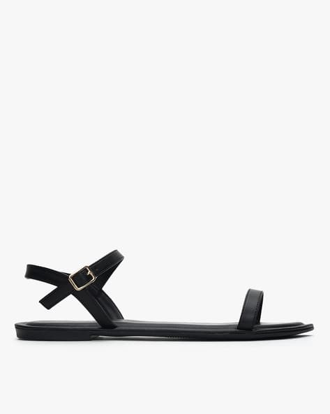 plain black sandals flat