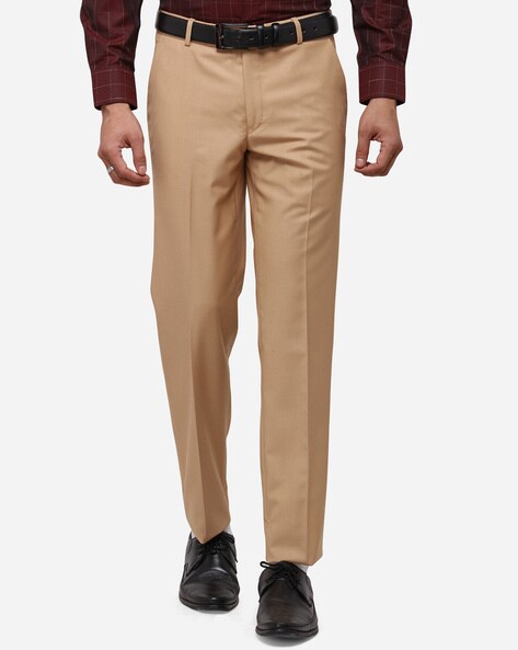 Buy Textured Slim Fit Formal Pants with Pockets