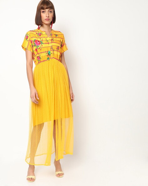 Yellow hot sale layered dress