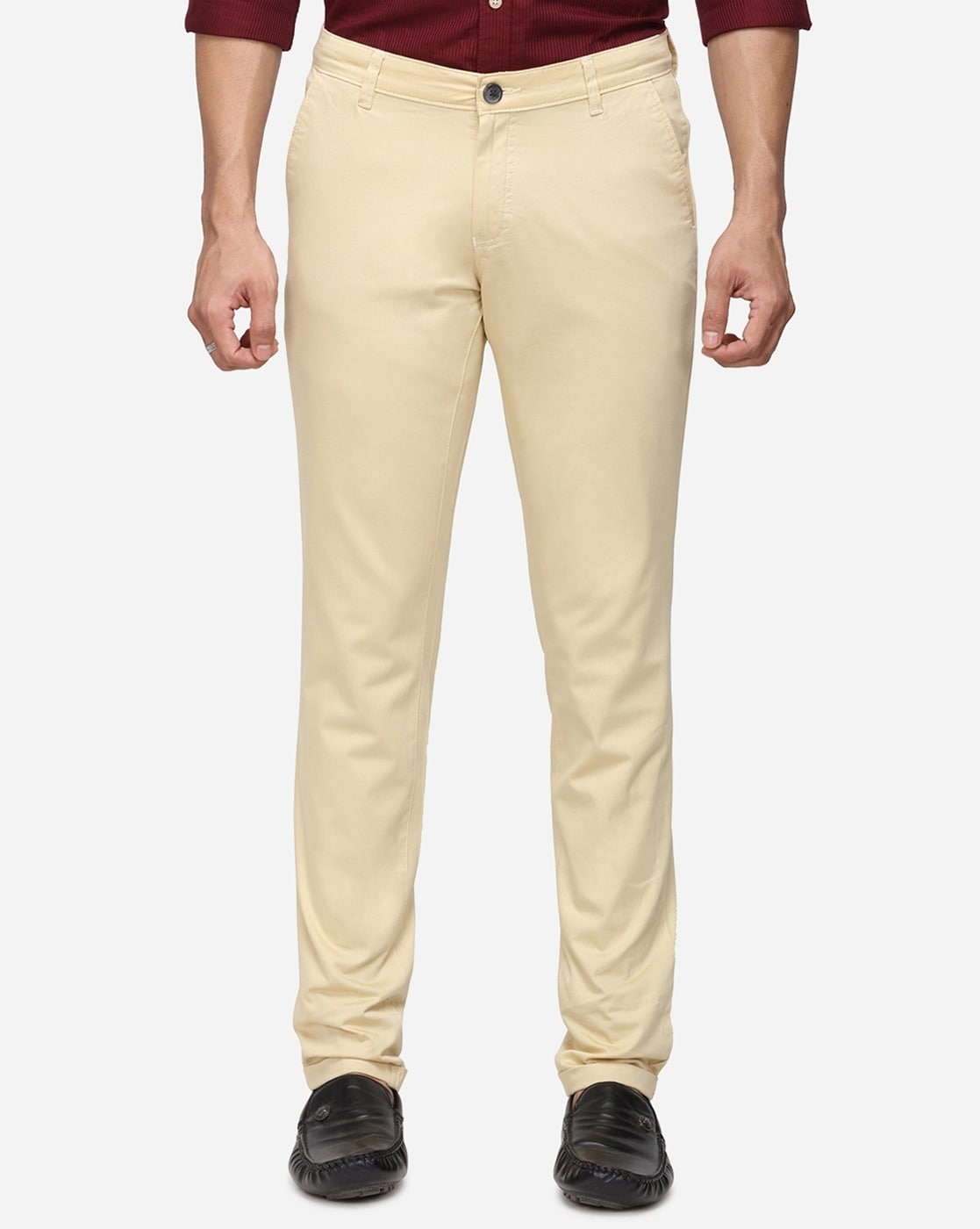 Buy Greenfibre Khaki Cotton Slim Fit Trousers for Mens Online  Tata CLiQ
