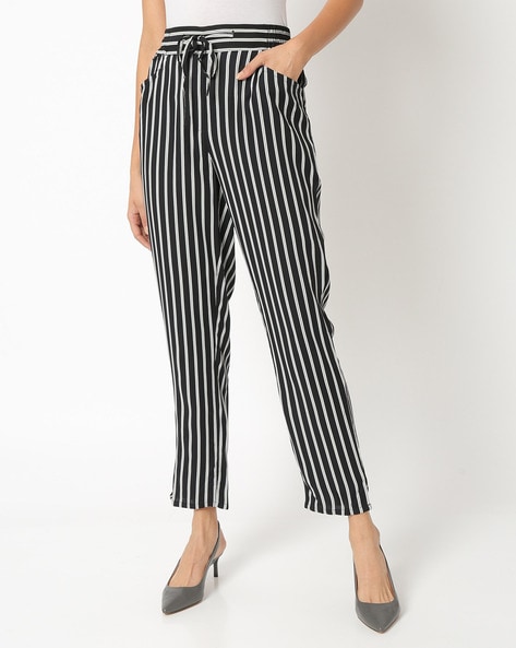 Buy Women White Stripe Formal Slim Fit Trousers Online  740038  Van Heusen