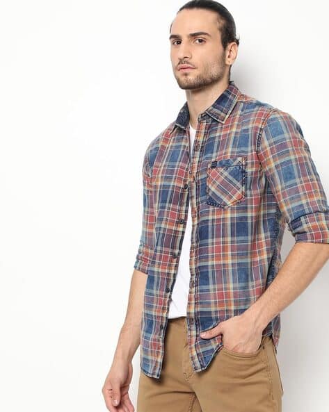 Buy Blue \u0026 Red Shirts for Men by MUFTI 