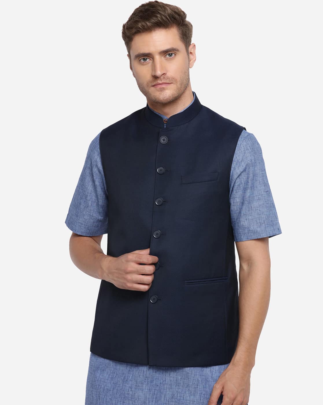 Buy Navy 3-Piece Ethnic Suit for Men by 