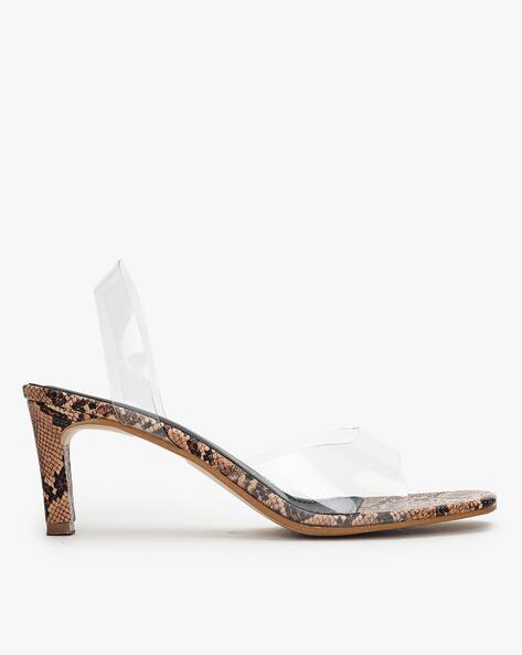 tan and clear heels