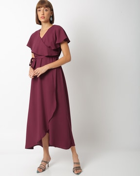 nova frill wrap maxi dress