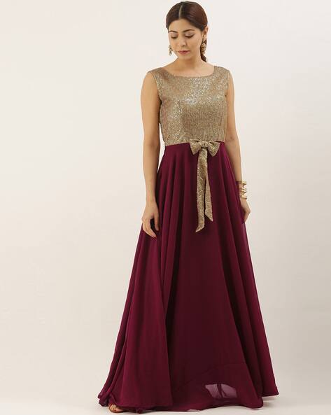 maroon and cream dress