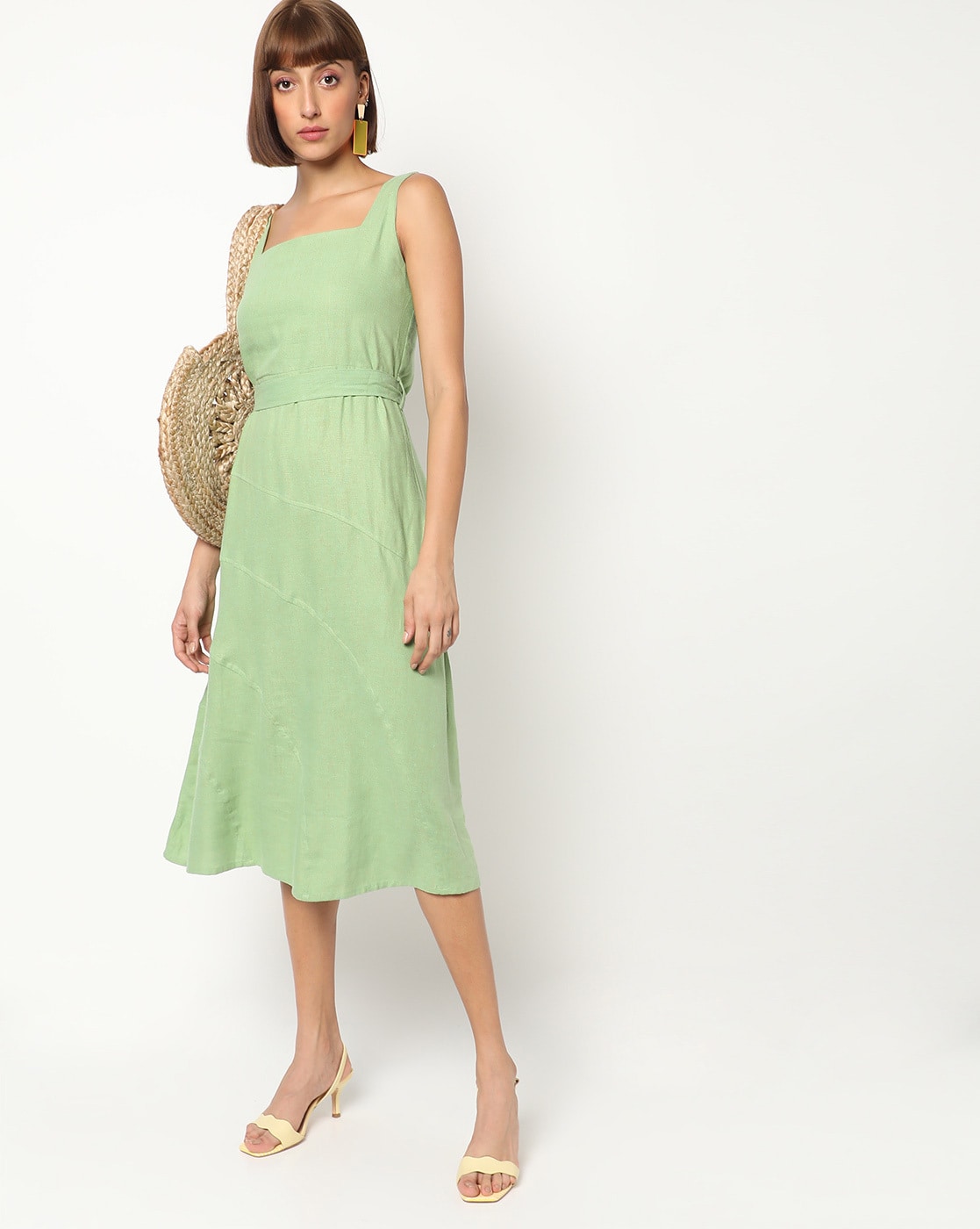 ajio green dress