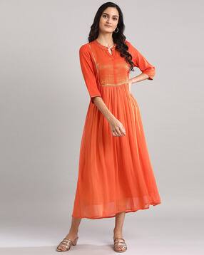 Printed Fit & Flare Dress-image-46