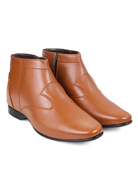 Heeled Mid-Top Formal Boots with Zip Fastening